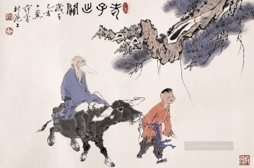 Chino Painting - Fangzeng corydon y abuelo viejo chino